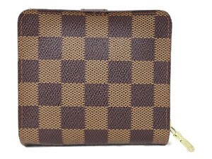 Louis Vuitton Bi Compact Brown Ebene Zip Wallet fold Damier